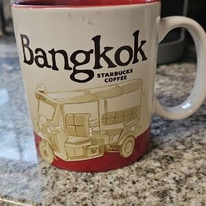 Starbucks Bangkok Mug with Red and Gold Tuk-Tuk Design